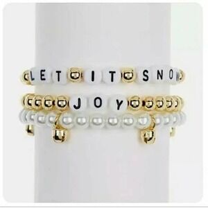 BAUBLEBAR Christmas Holiday 3 Beaded Bracelets Gold Seasonal Style